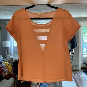 Nude short sleeve blouse